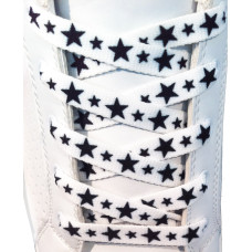 Shoelaces - 10mm White With Black Stars Shoelaces - 10mm White With Black Stars