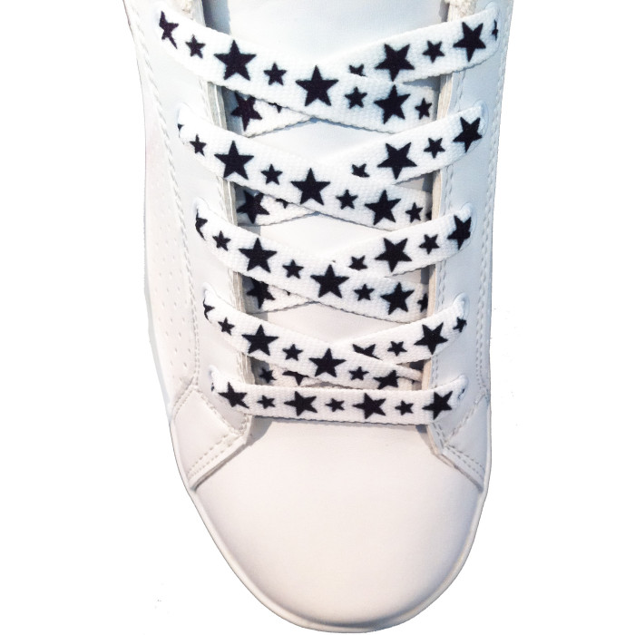 Shoelaces - 10mm White With Black Stars