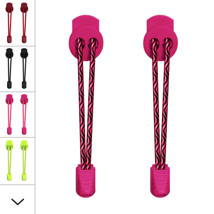 Elastic lock black and hot pink shoelaces